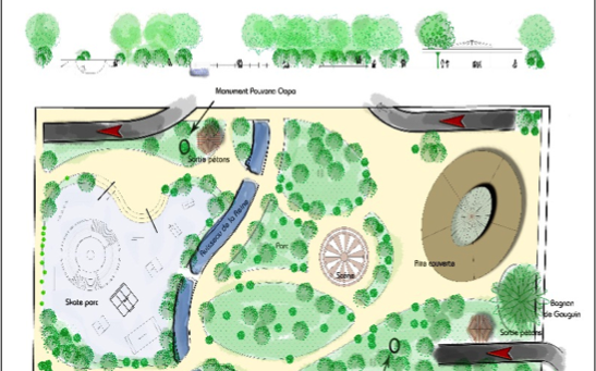 Amenagement d'un parc de stationnement souterrain sous la place Tarahoi Commune de Papeete
